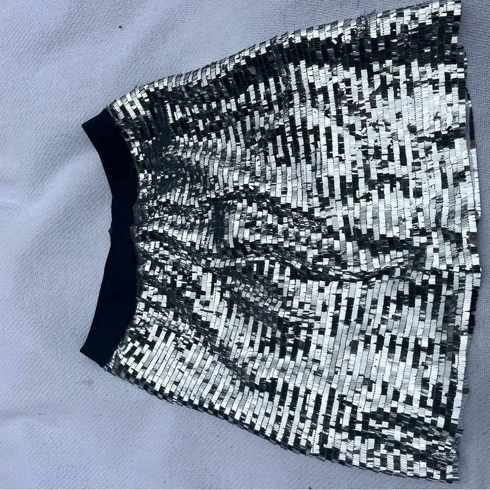 Motel Rocks Black and Silver Sequin Mini Skirt